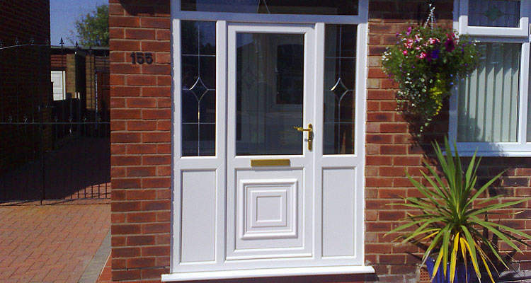 white pvc front door with glass