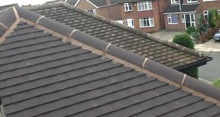 tiled roof with ridge tiles