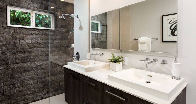 textured stone shower