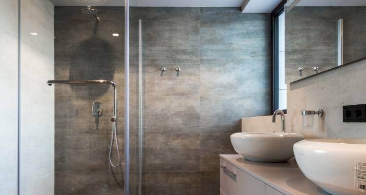 Modern Grey tiled Shower Bathroom