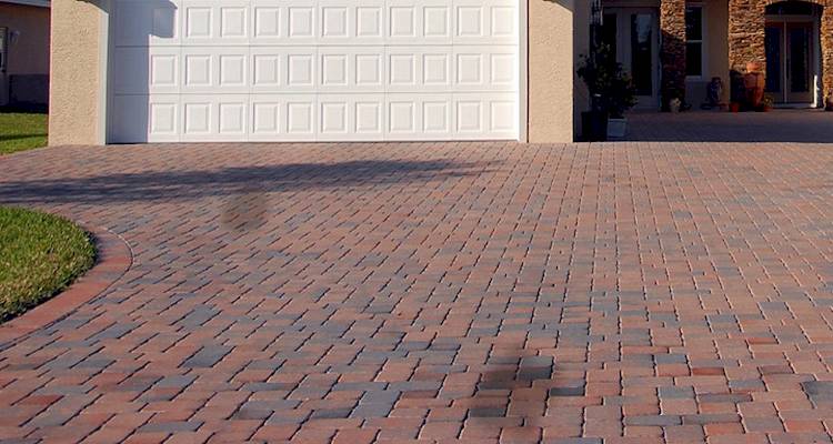 Red brick block paving