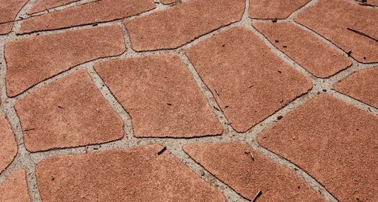 Close up of red block paving driveway