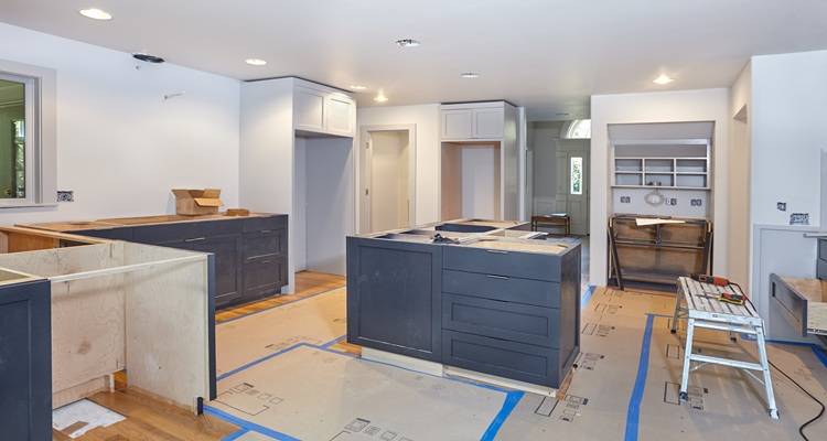 kitchen being fitted