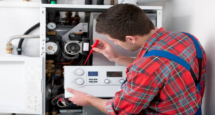 boiler being installed by a professional