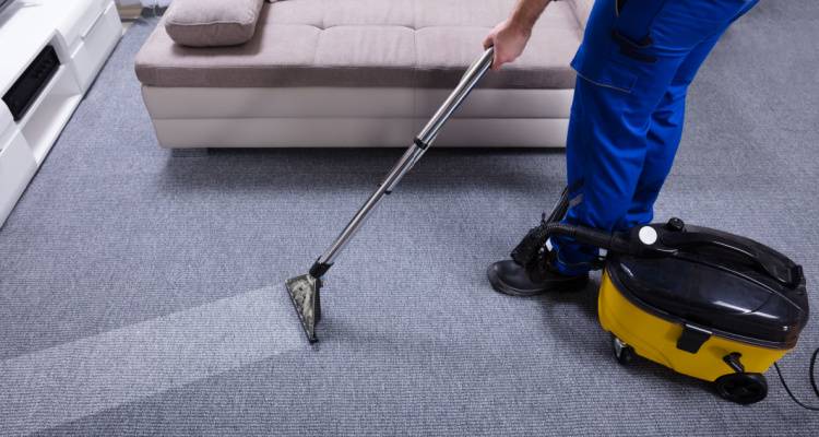 person cleaning carpet