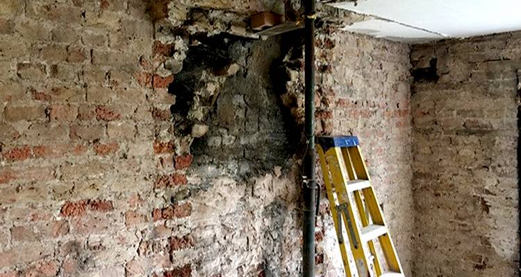Brick wall chimney removal