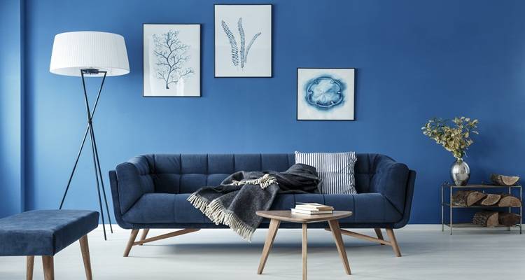 Blue feature wall