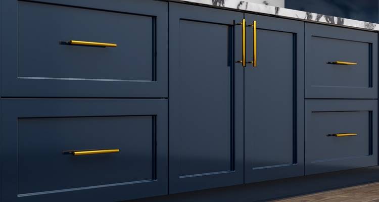 Blue kitchen cabinets