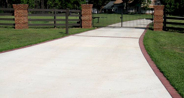 Long concrete driveway