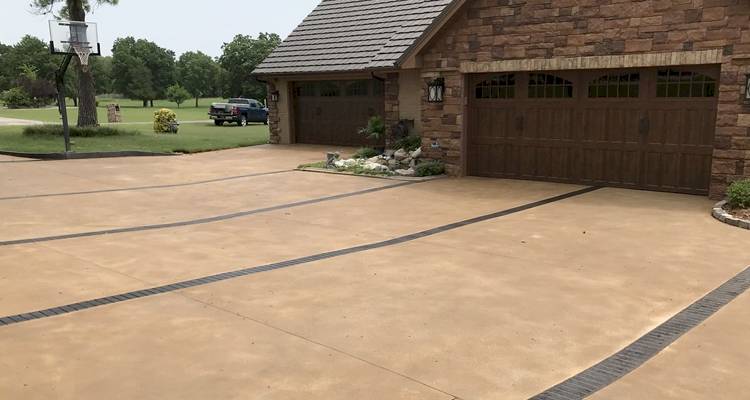 Coloured concrete driveway