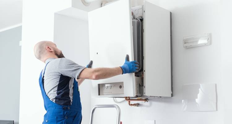 condensing boiler being fitted