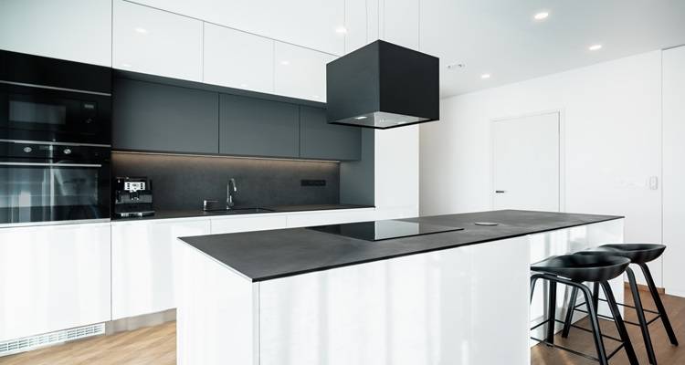 kitchen island and hood
