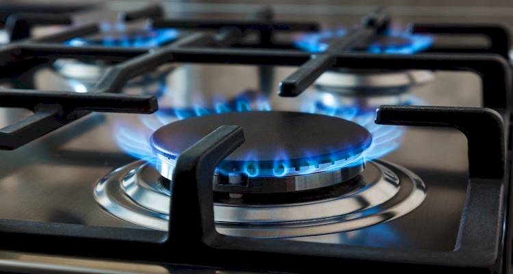 close up of gas hob