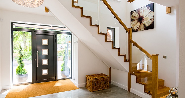 White and wooden staircase