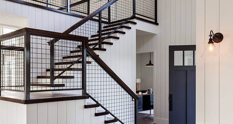 Brown and white staircase