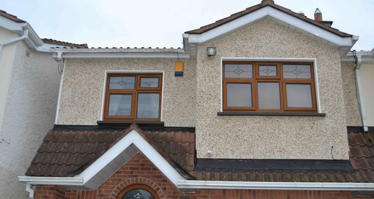 a pebbledashed house