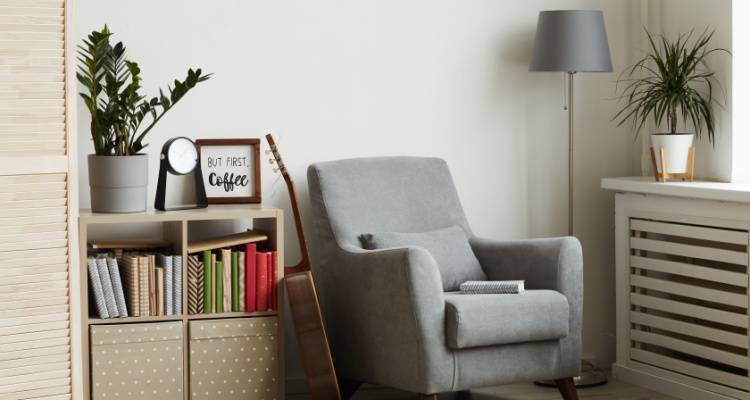 armchair and bookcase