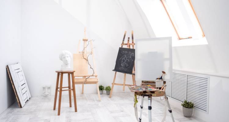 crafts room in attic