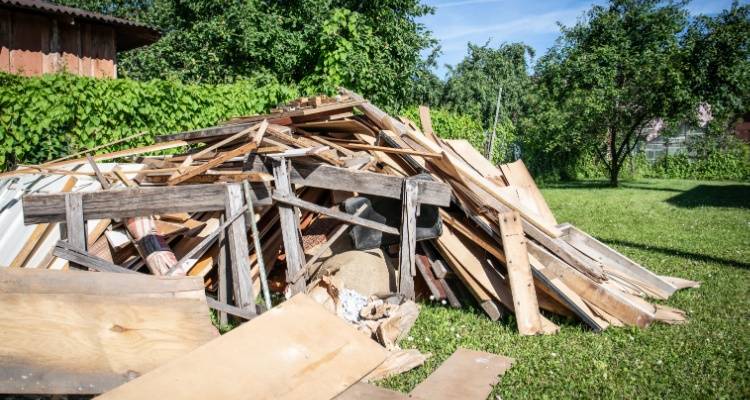 pile of fence debris