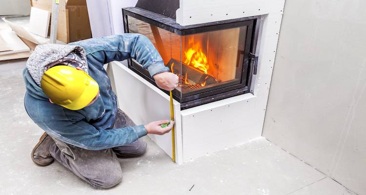 installing fireplace