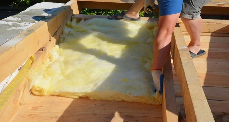 roof insulation  being laid