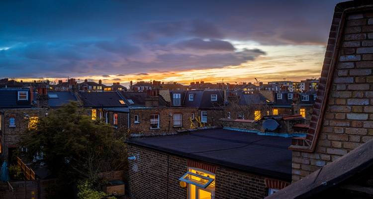 rooflines at dusk