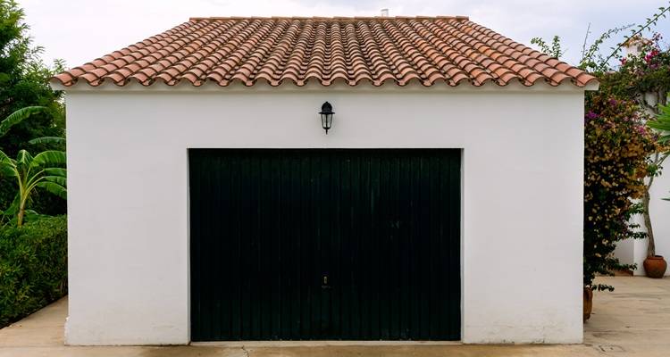Clay tiles on garage roof
