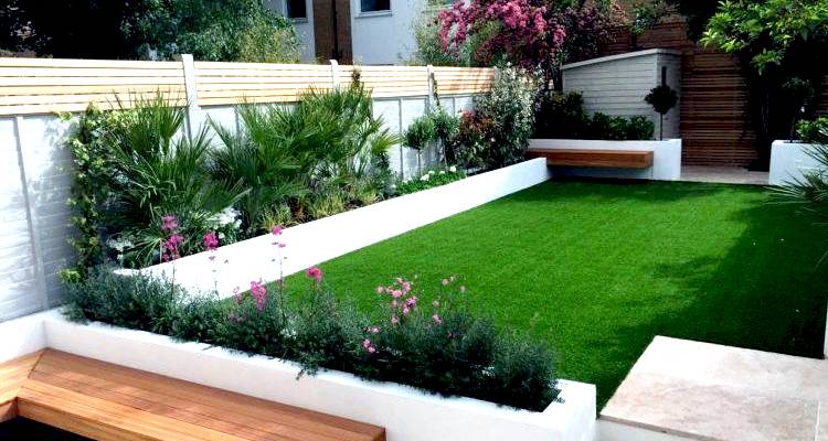 Modern garden with new turf