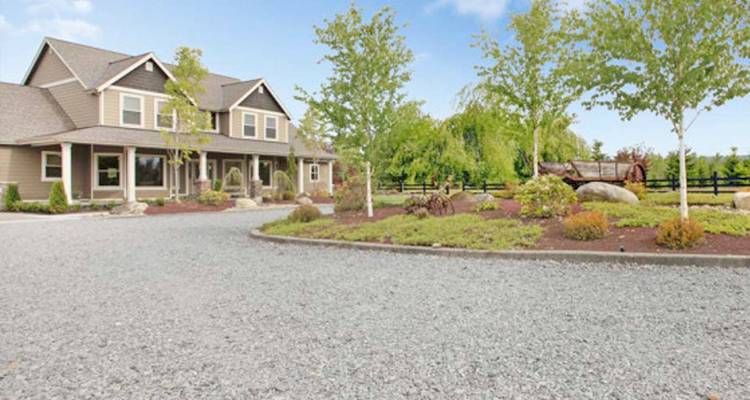 Gravel driveway outside of property