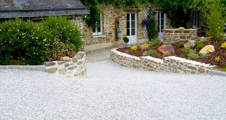 Gravel driveway outside a cottage