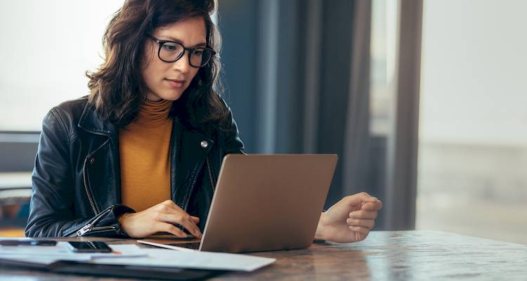 woman working from home image