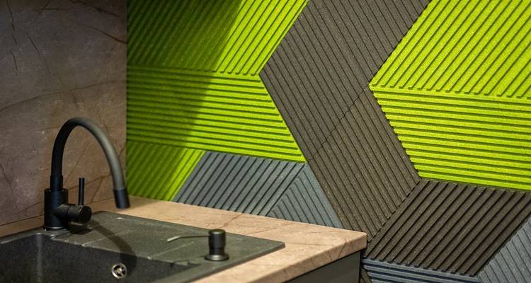 cork panelling by sink