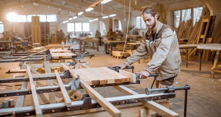 carpenter in workshop