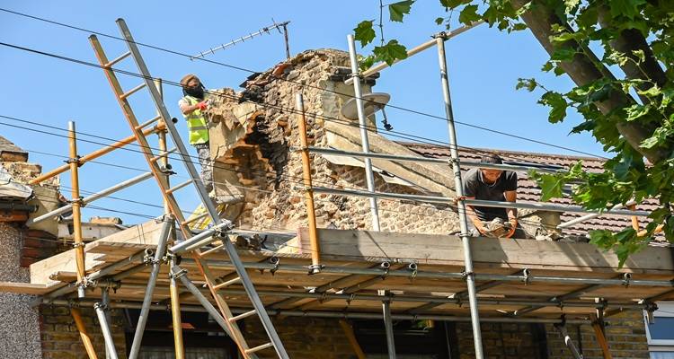 scaffolding on roof