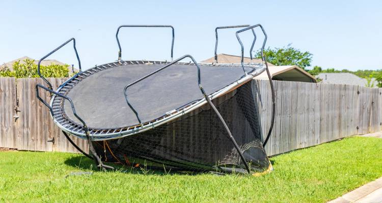 blown away trampoline