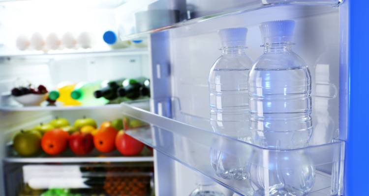 fridge full of food and water