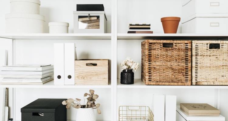 open storage shelves