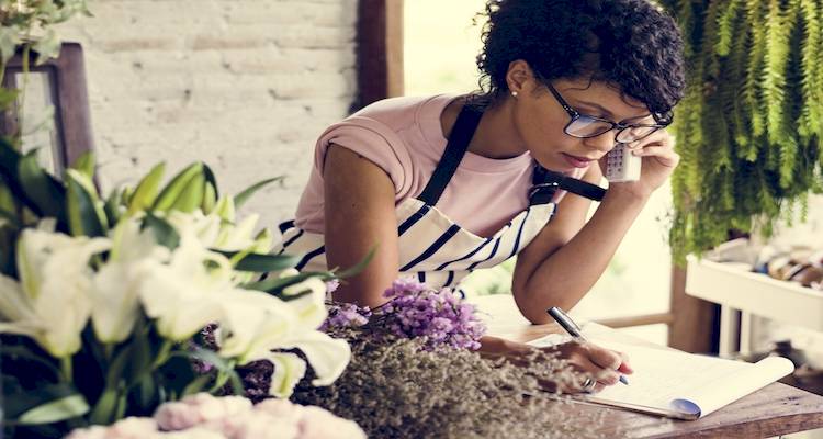 self employed woman working image