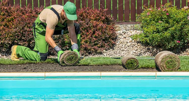 workman rolling astroturf