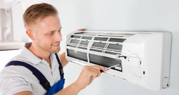 person installing air conditioning