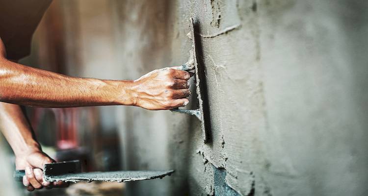 plastering wall