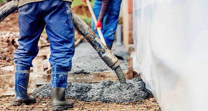 pouring concrete