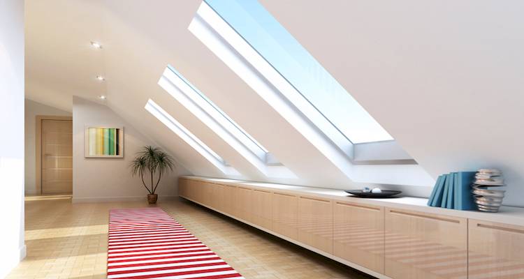 Loft conversion with skylights