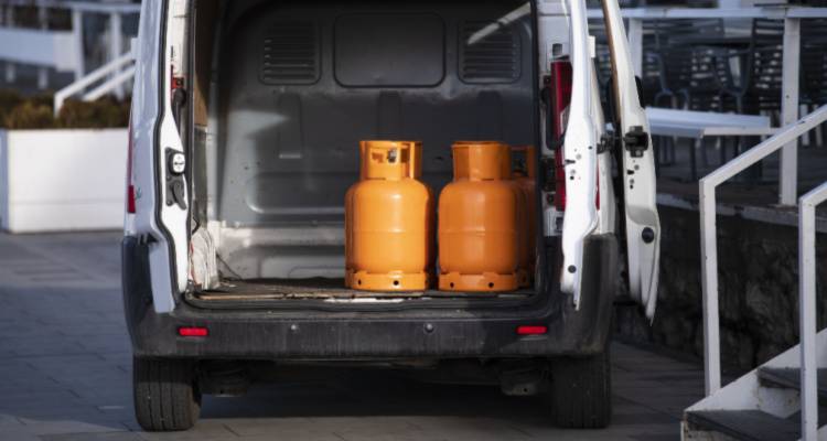 lgp gas bottles in van