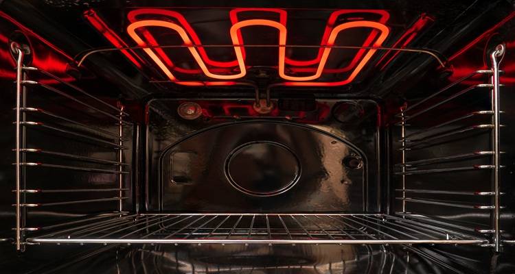 oven heating element glowing