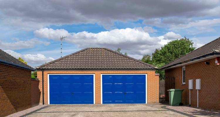 blue double garage