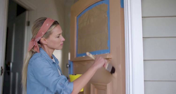 Painting a wooden door