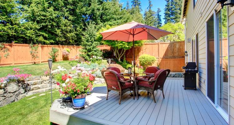timber decking in a garden