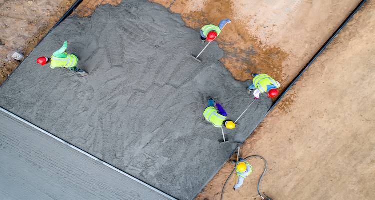 pouring concrete