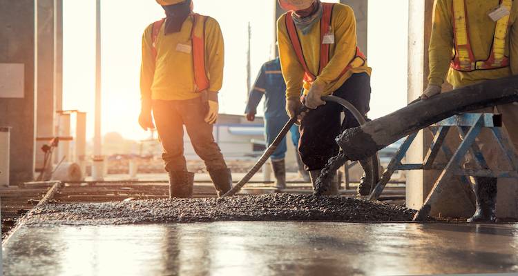 pouring concrete